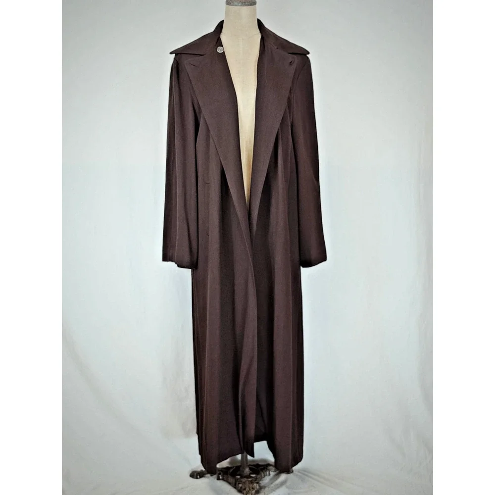 Vintage 8o's Guarantee Brown Long Wool Blend Coat LARGE #50213 Made USA - Picture 12 of 12